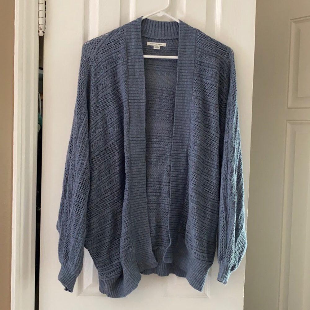 AE Light Blue Knit Oversized Cardigan